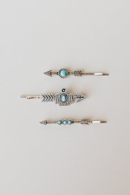Rustic Arrows Hair Pin Set - Turquoise