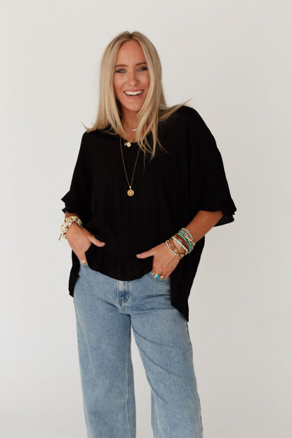 The Nest Let Me Be Ruffled Top - Black