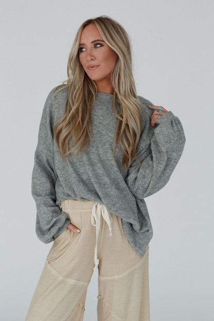 The Nest Brayden Oversized Pullover - Olive Gray