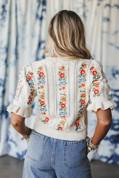 Sugar And Spice Embroidered Top - Cream