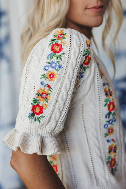 Sugar And Spice Embroidered Top - Cream