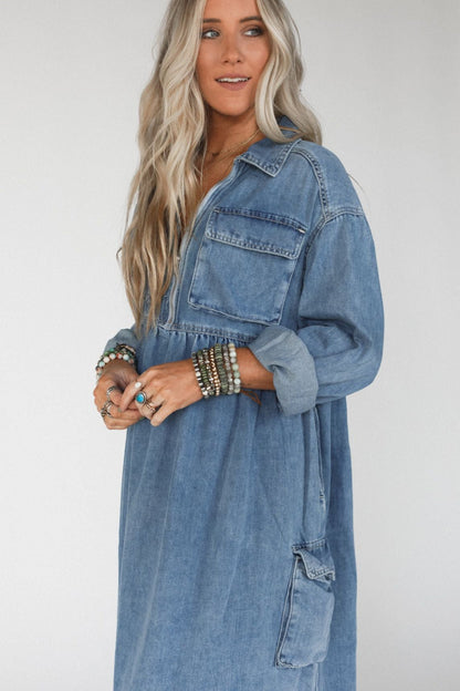 Wild Willow Denim Maxi Dress - Light Denim