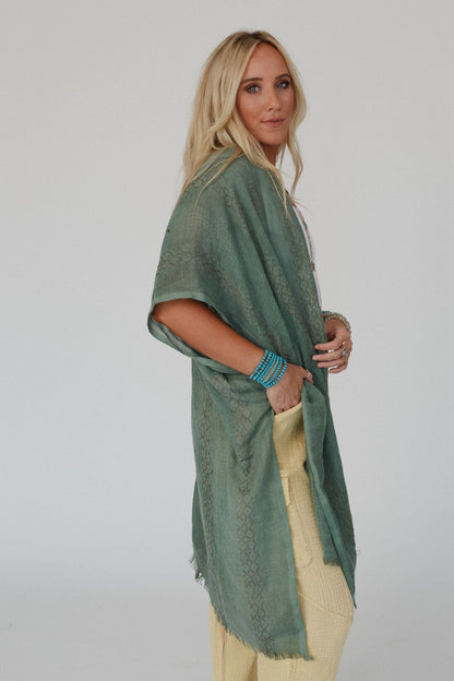 Sunny Afternoon Duster Kimono - Sage