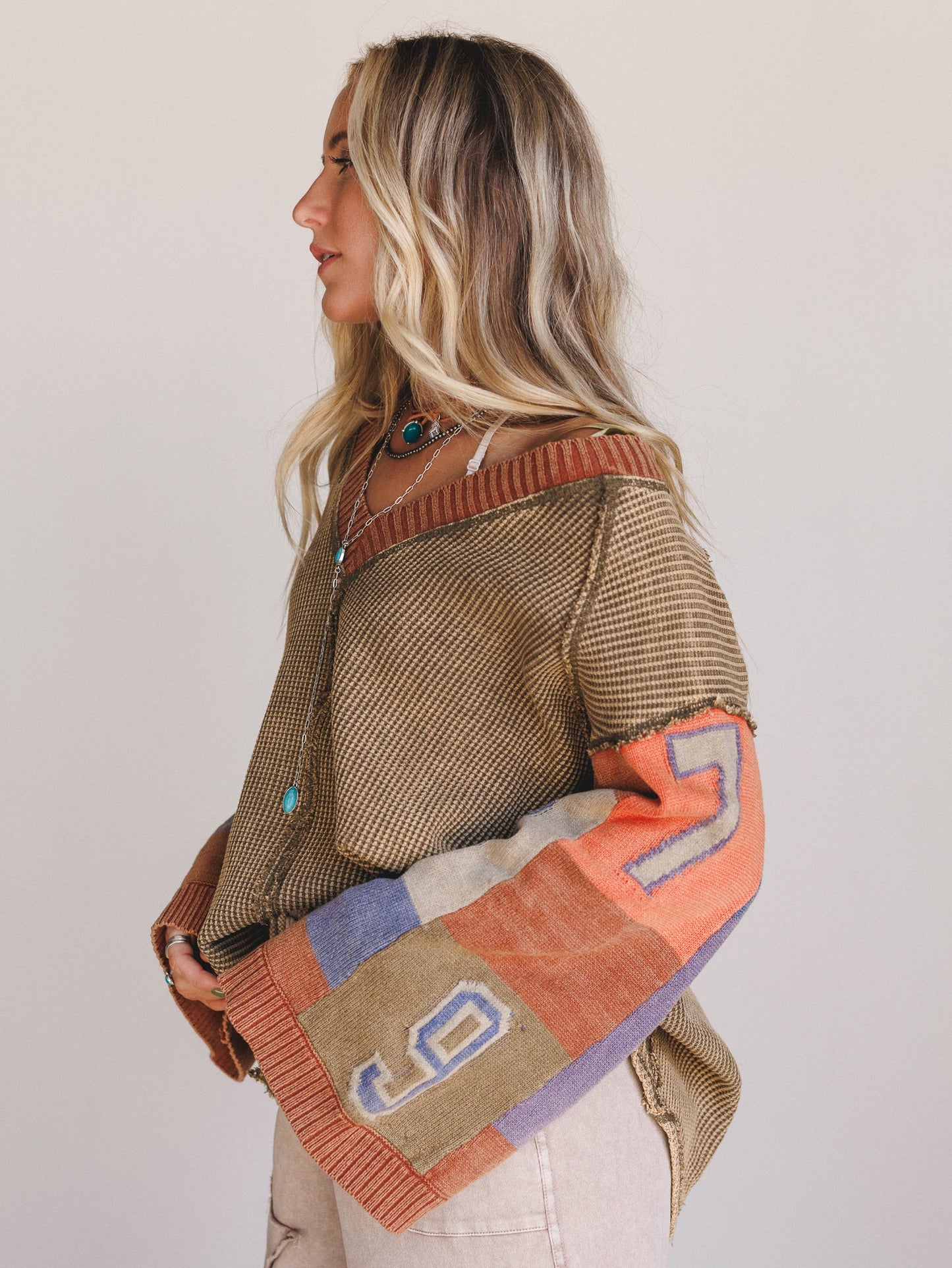 Cool Tempo V Neck Top - Brown