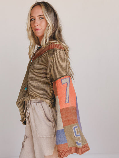 Cool Tempo V Neck Top - Brown