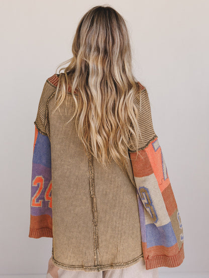 Cool Tempo V Neck Top - Brown