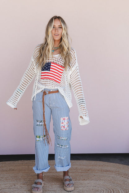 Americana Flag Hoodie - White