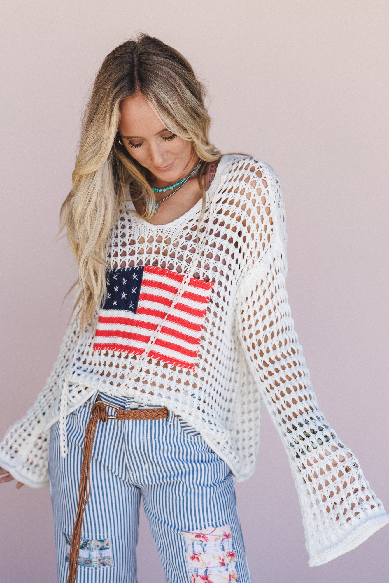 Americana Flag Hoodie - White
