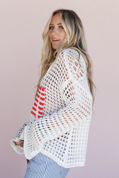 Americana Flag Hoodie - White