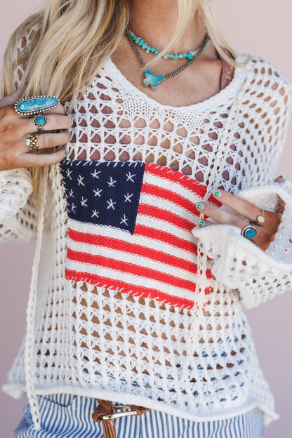 Americana Flag Hoodie - White