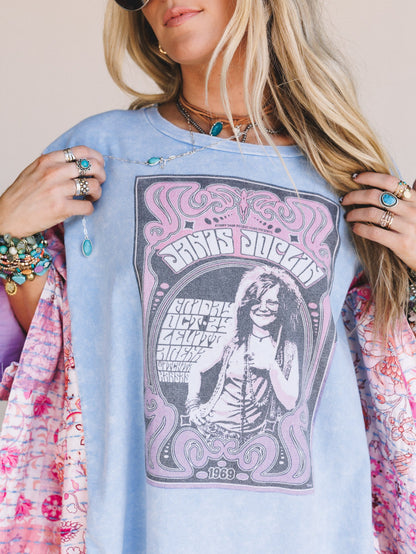 Janis Joplin Graphic Top - Blue