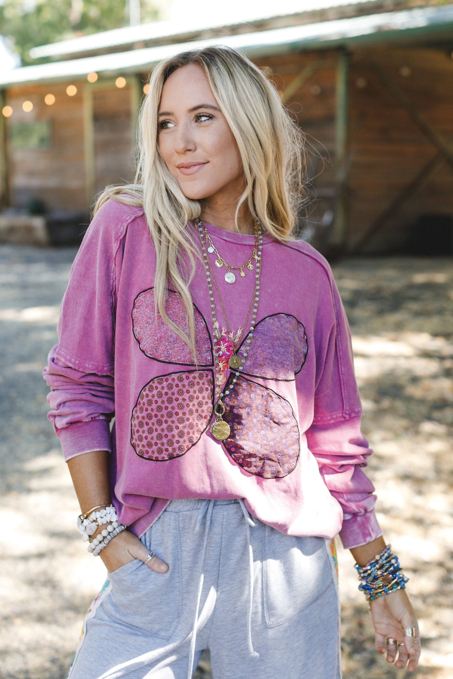 Flutterby Pullover Top - Magenta