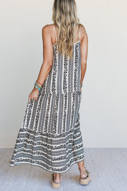 Secret Oasis Striped Maxi Dress - Ivory