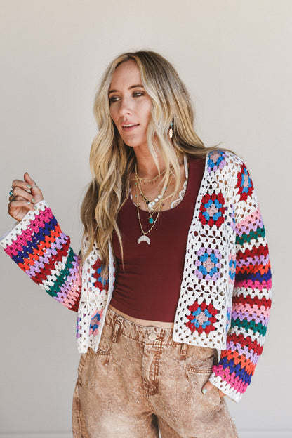 Daisy Moon Crochet Cardigan - Multi