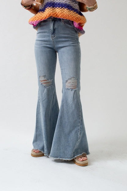 The Nest Indigo Flare Bell Bottom Jean - Light Wash