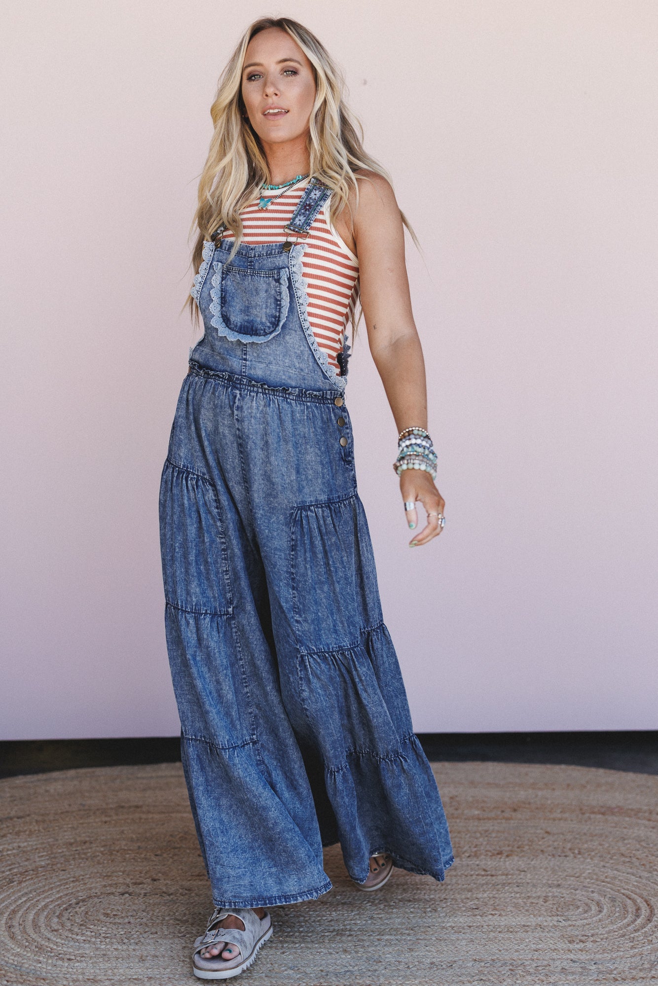 Wildflower Blues Tiered Jumpsuit - Denim