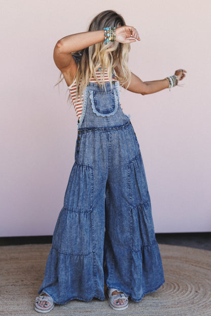 Wildflower Blues Tiered Jumpsuit - Denim