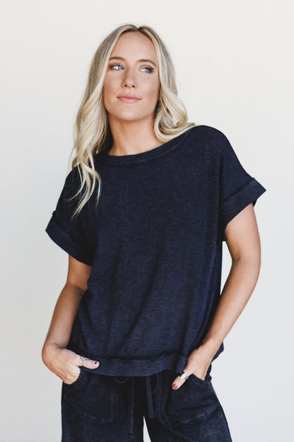 Relax and Reset Top and Wide Pants Set - Black