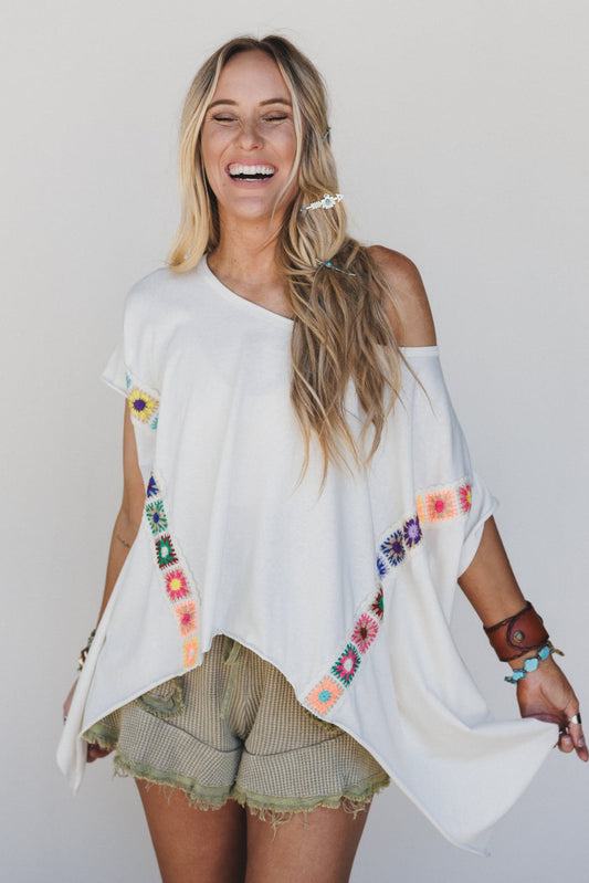 Cottage Bloom Crochet Top - Cream