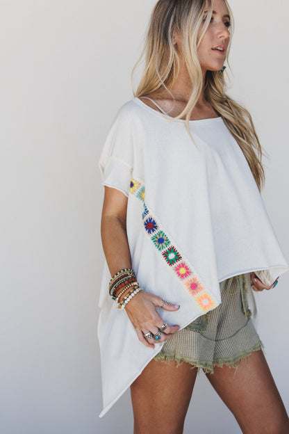 Cottage Bloom Crochet Top - Cream