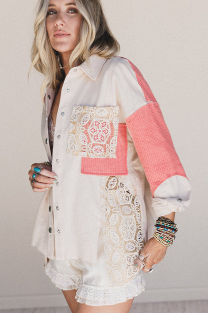 Azaria Button Down Top - Coral