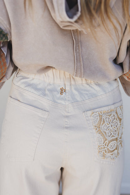 Liora Patchwork Pants - Cream