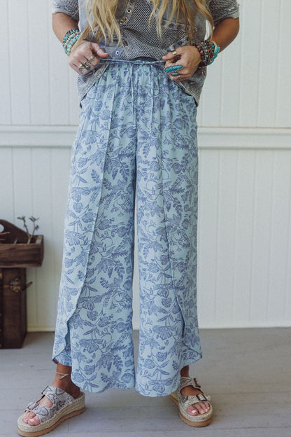 The Nest Stasia Printed Drawstring Tulip Pants - Sky Blue