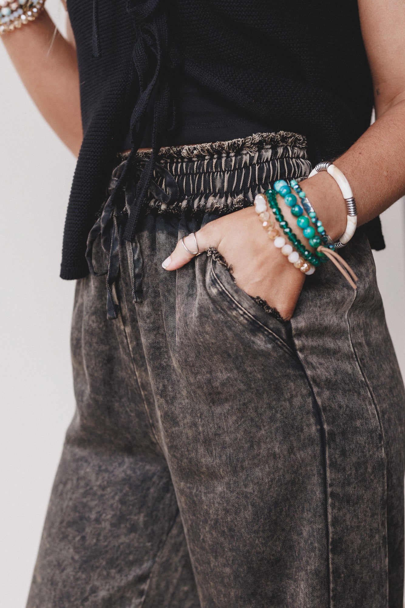 Out And About Drawstring Pants - Black