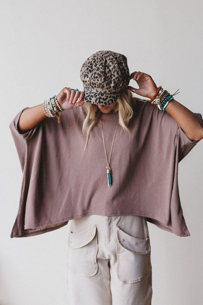 Riverbend Crochet Trim Top - Mocha