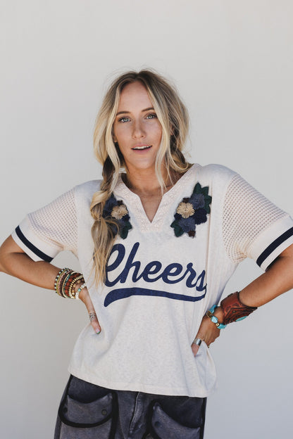 Cheers Floral Patchwork Top - Beige