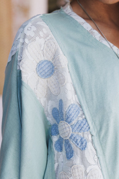 Sienna Fields Lace Trim Top - Sage