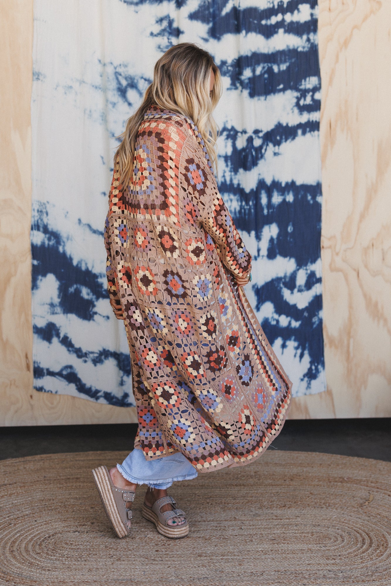 The Nest Soulful Wanderer Crochet Duster - Natural Brown