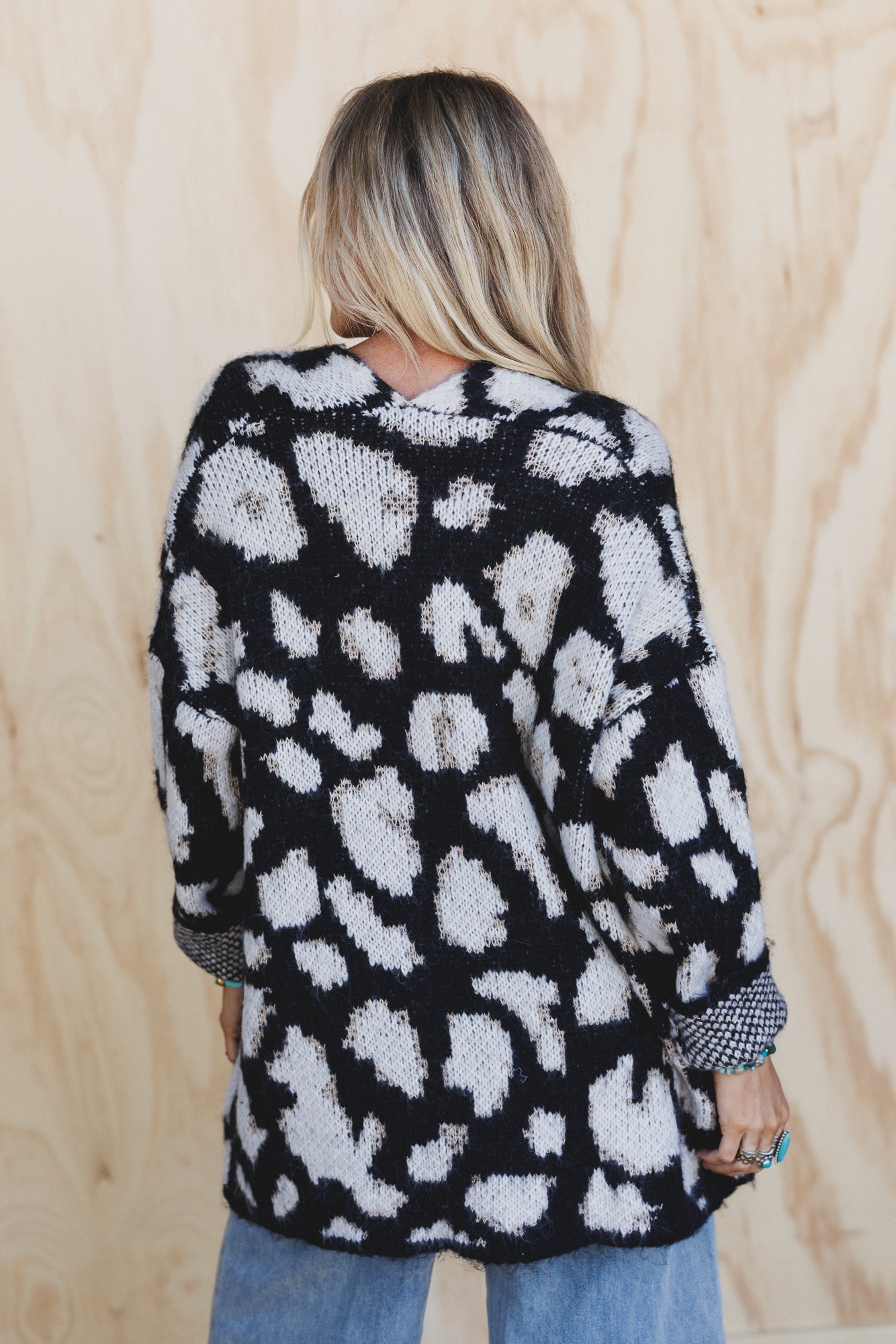 Viva Leopard Print Cardigan - Black