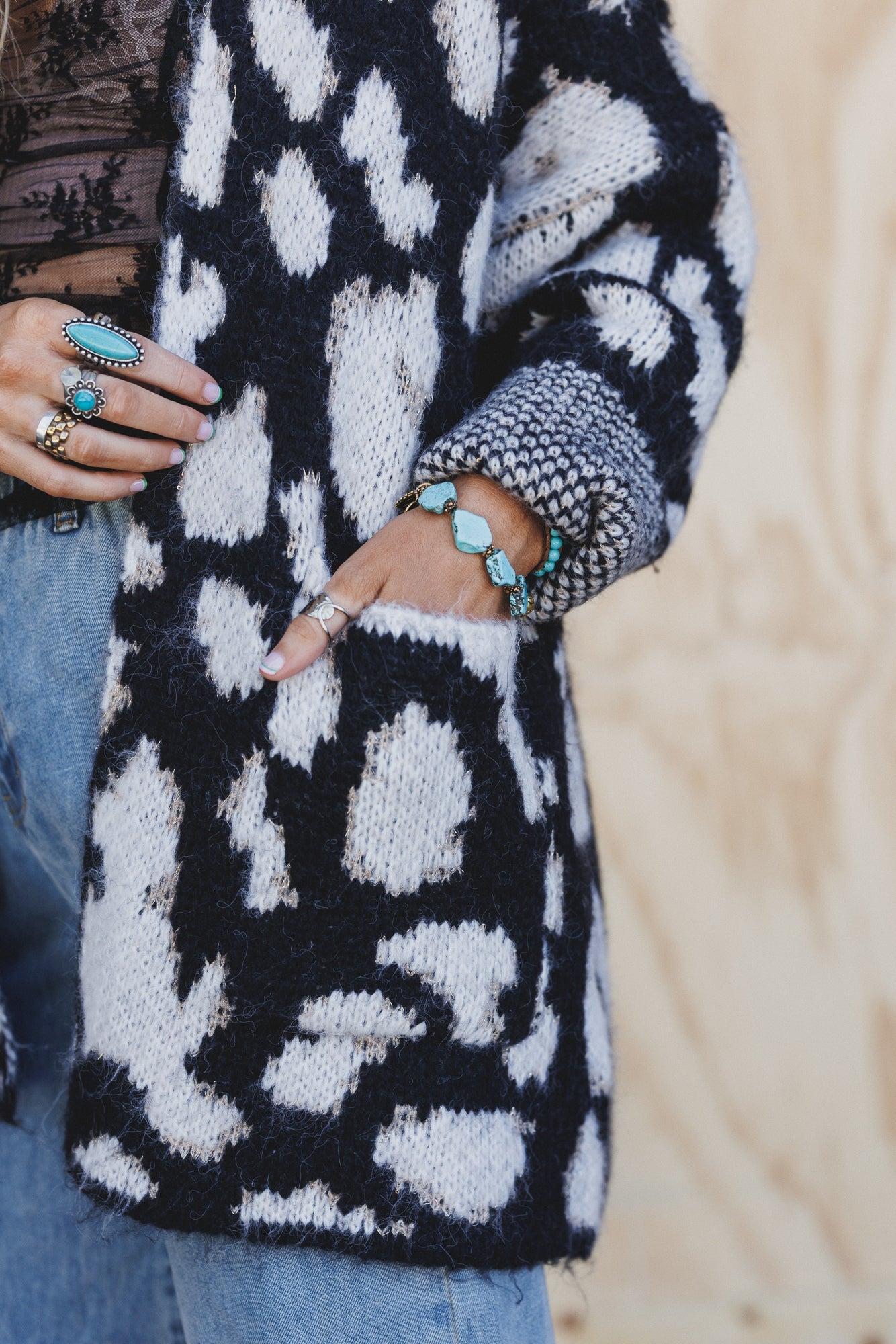 Viva Leopard Print Cardigan - Black