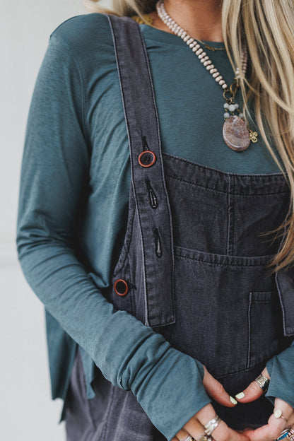 Mackenzie Side Slit Long Sleeve Top - Jade