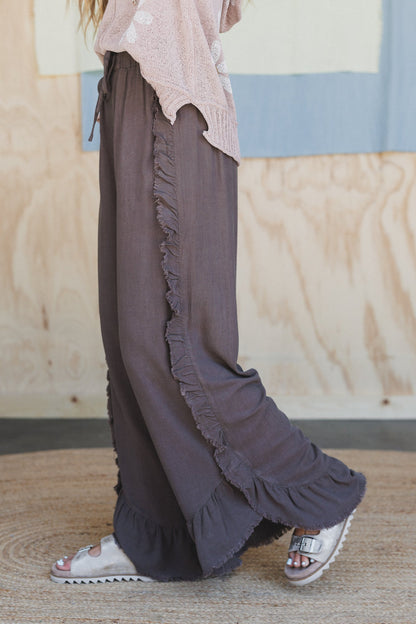 Zhara Ruffle Hem Pants - Ash