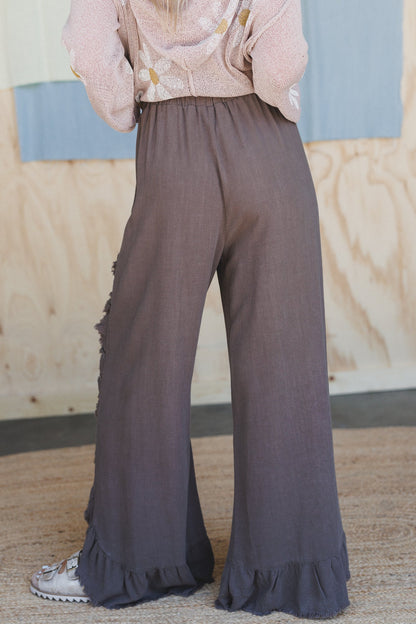 Zhara Ruffle Hem Pants - Ash