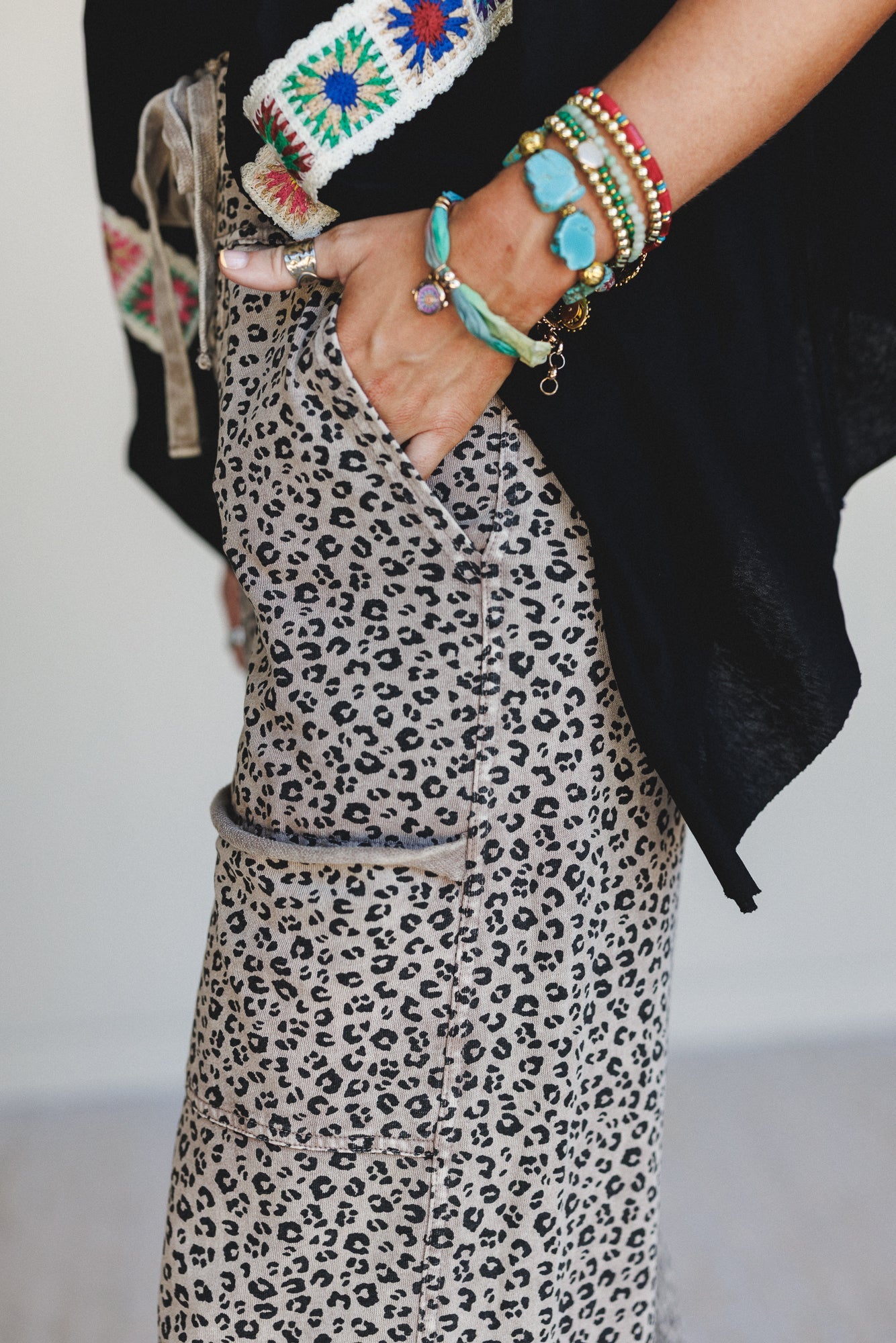 Lucky One Animal Print Wide Leg Pants - Mocha