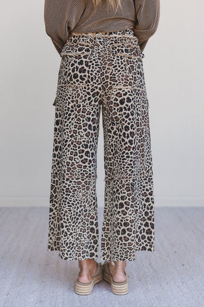 Lucky One Animal Print Cargo Pants - Mocha