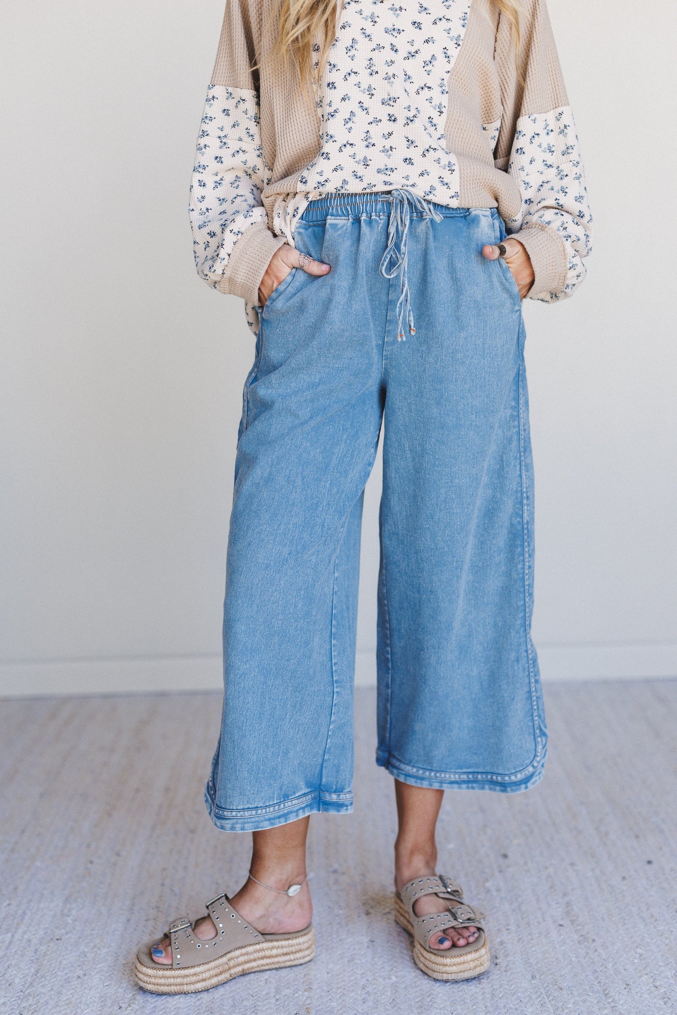 So Comfy Denim Wide Leg Pants - Denim