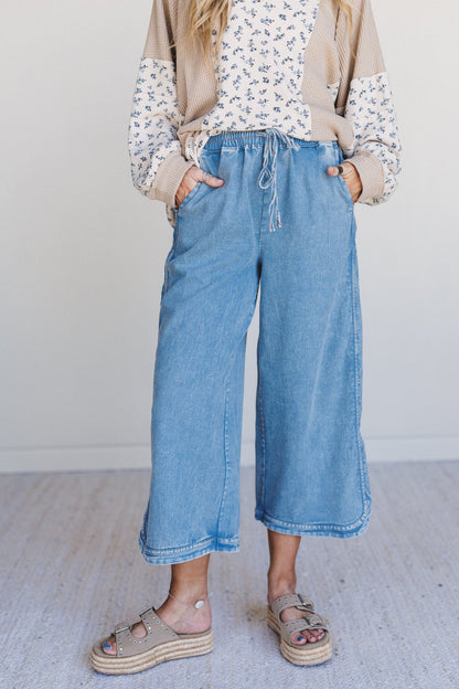 So Comfy Denim Wide Leg Pants - Denim
