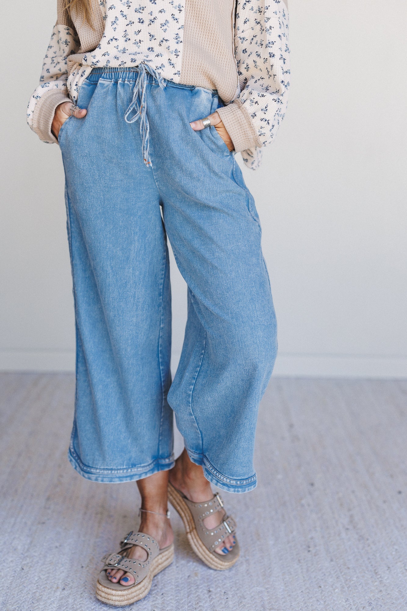 So Comfy Denim Wide Leg Pants - Denim