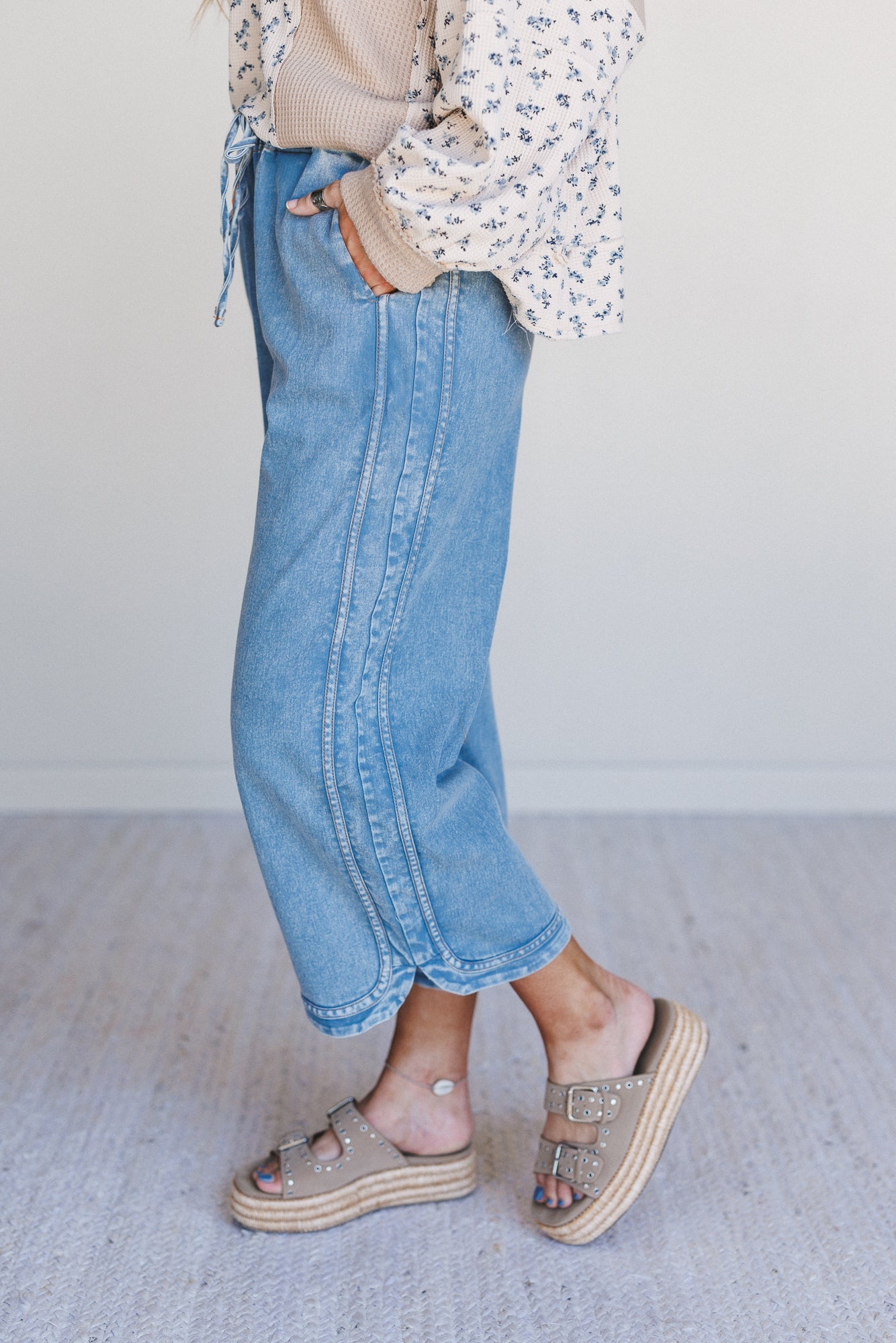 So Comfy Denim Wide Leg Pants - Denim