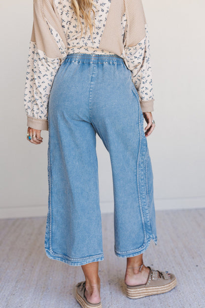 So Comfy Denim Wide Leg Pants - Denim