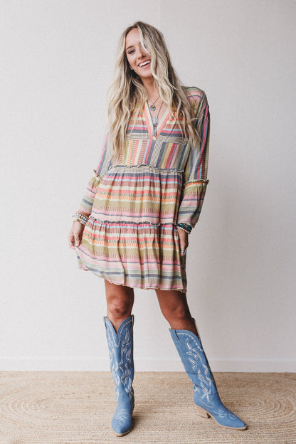 Keepsake Striped Dress - Yellow Multi
