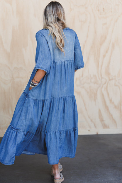 Fiona Tiered Maxi Dress - Dark Denim