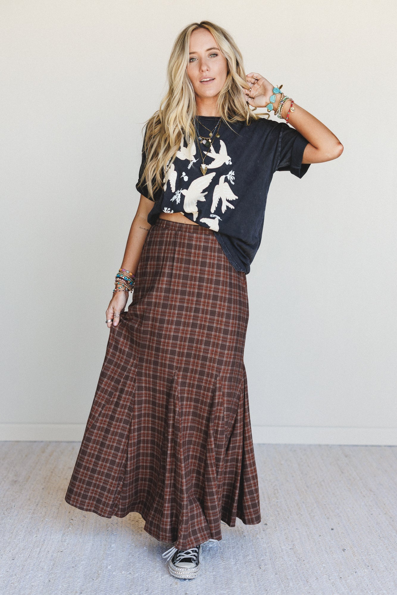 Doves Fly Graphic Tee - Charcoal