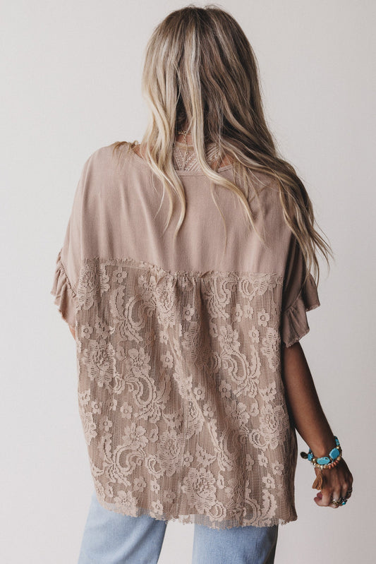 Zhara Lace Back Top - Mocha
