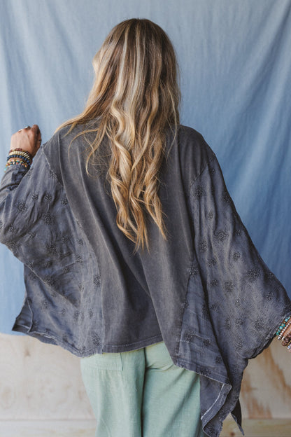 Peace Path Embroidered Top - Black