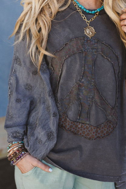 Peace Path Embroidered Top - Black